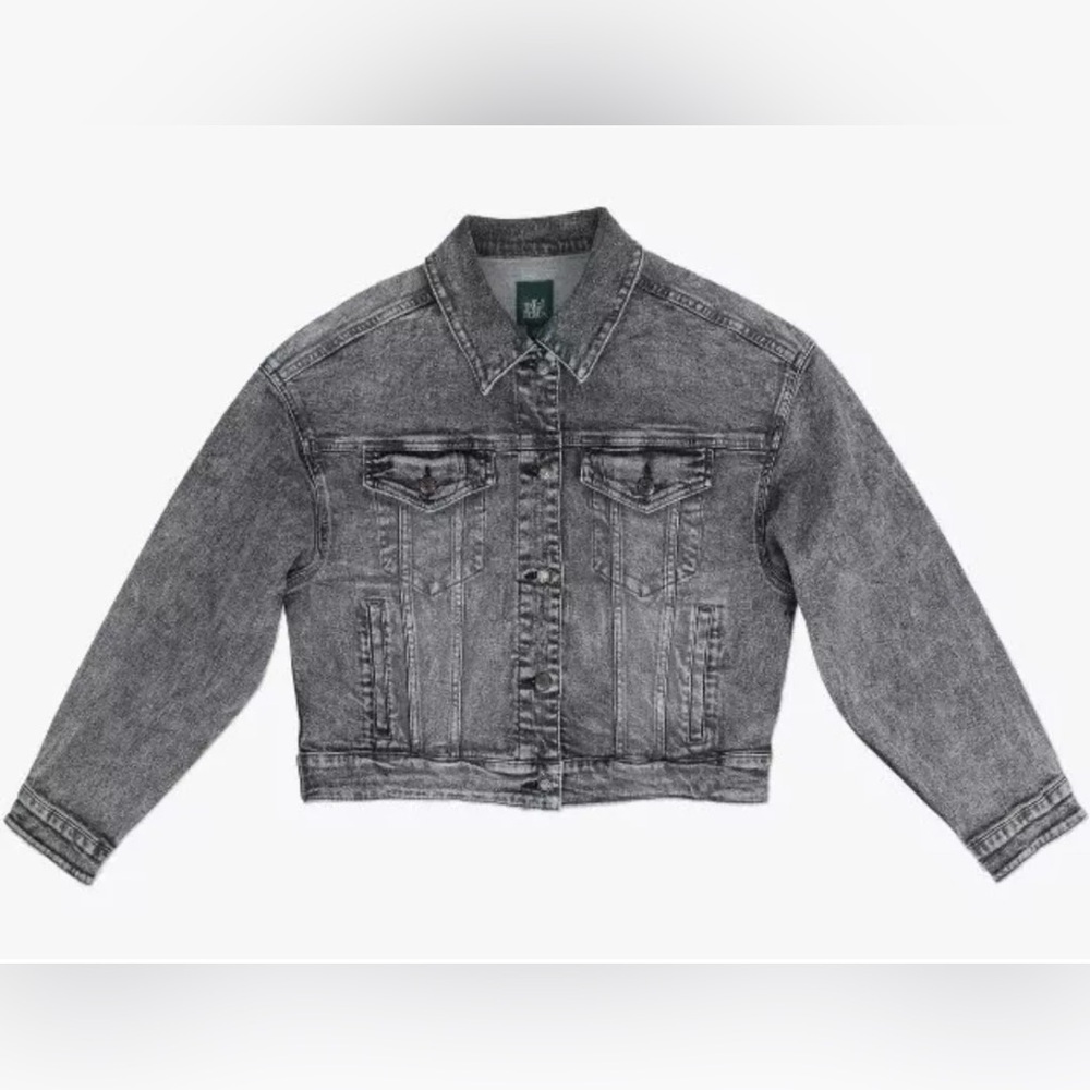 Black acid wash cropped Jean Jacket women XS  100% cotton Wild Fable - Picture 2 of 7